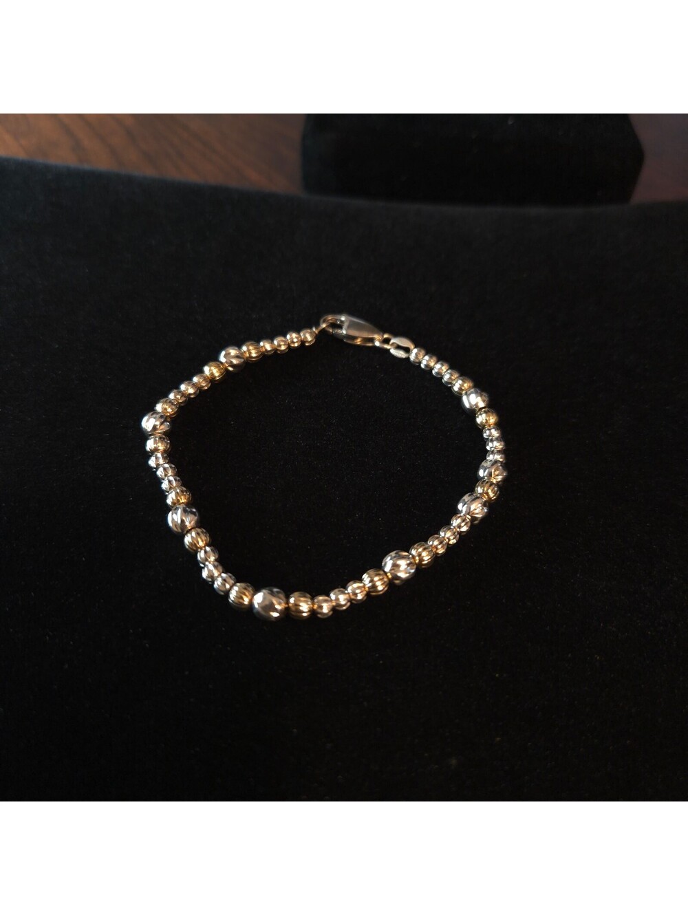 Sterling Silver and Gold 7 1/2" Beaded Bracelet